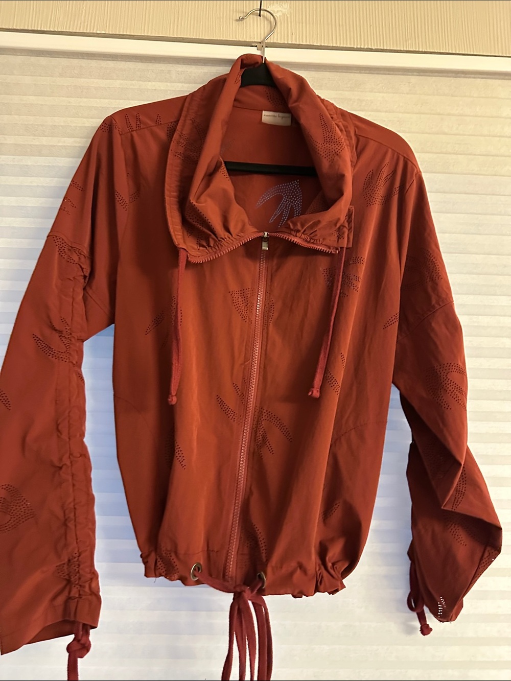 Nanette Lepore Rust Red Drawstring Bomber Jacket